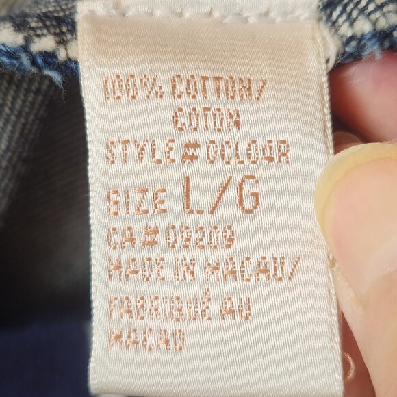 [L] Cleo Cotton Denim Jacket with 4 Pockets Women's Size Large Button Front - Picture 13 of 14